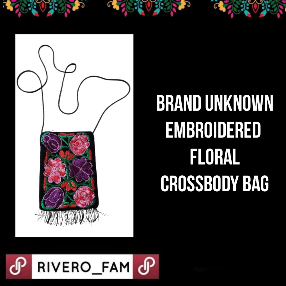 BRAND UNKNOWN | EMBROIDERED FLORAL |VELVET CROSSBODY BAG